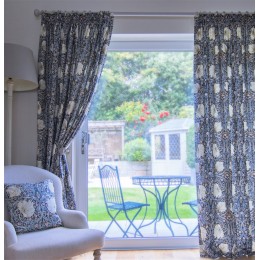 William Morris Blue Pimpernel Lined Curtains & Tiebacks